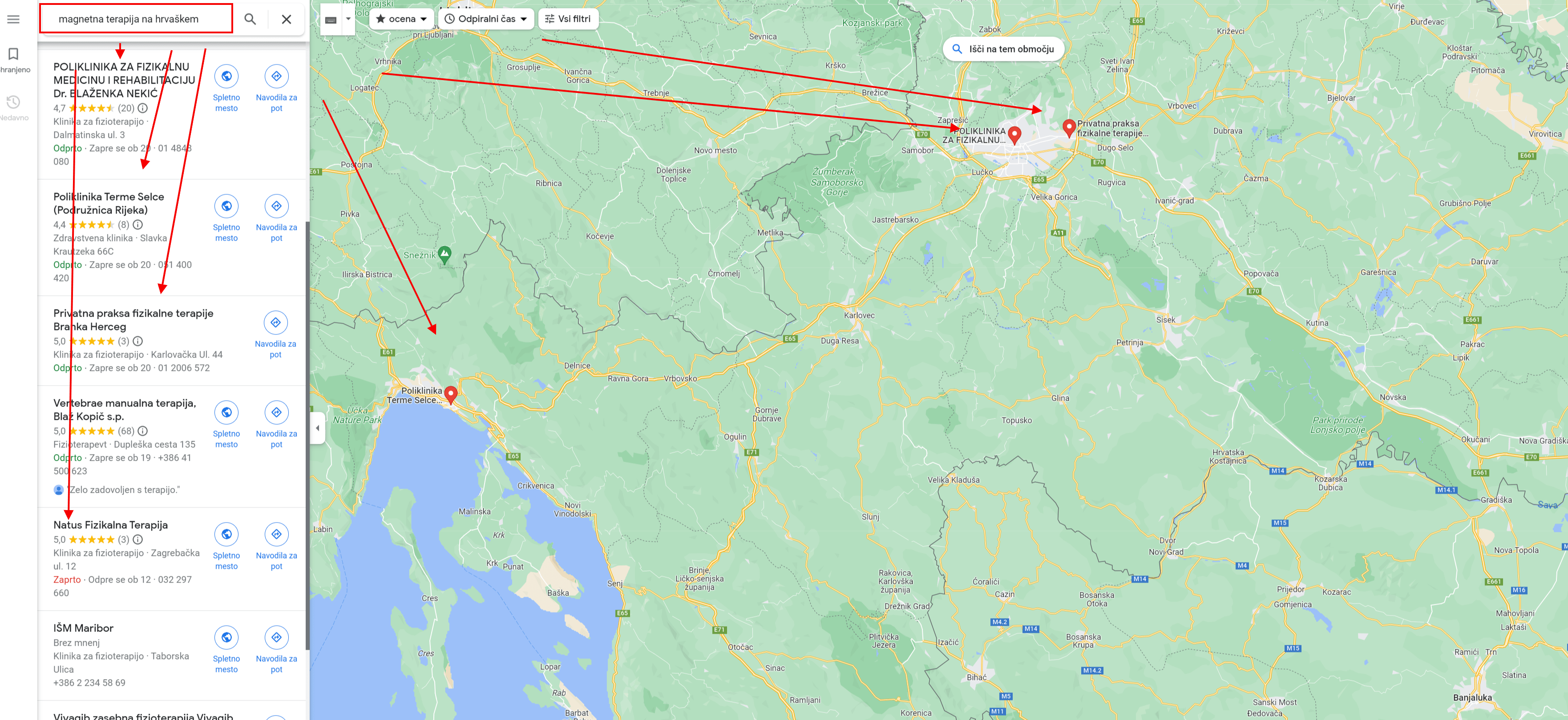 pregled lokalnih ponudnikov magnetne terapije na hrvaškem trgu google zemljevidi