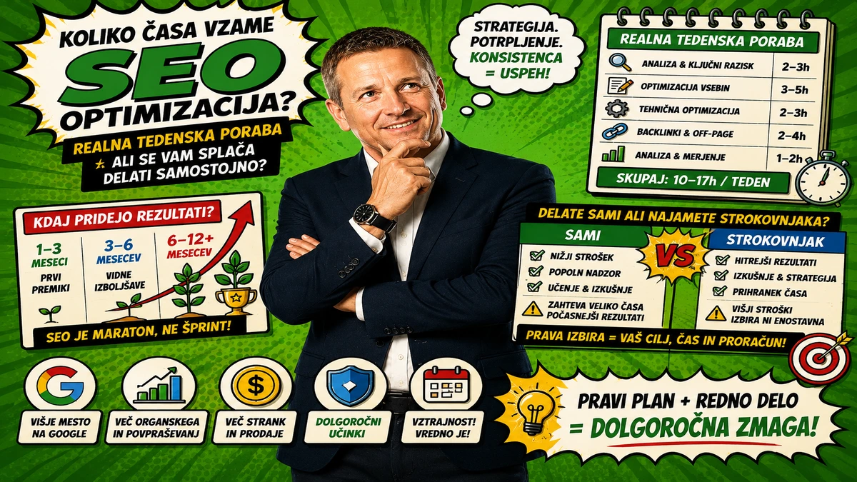 Koliko časa vzame SEO optimizacija [realna tedenska poraba + ali se vam splača delati samostojno]