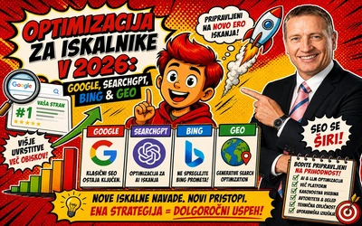 Optimizacija za iskalnike v 2026: Google, SearchGPT, Bing & GEO