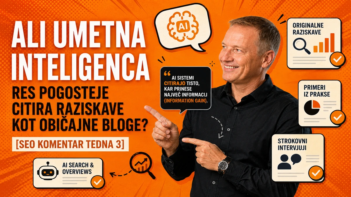 Ali umetna inteligenca res pogosteje citira raziskave kot običajne bloge [SEO KOMENTAR TEDNA 3]