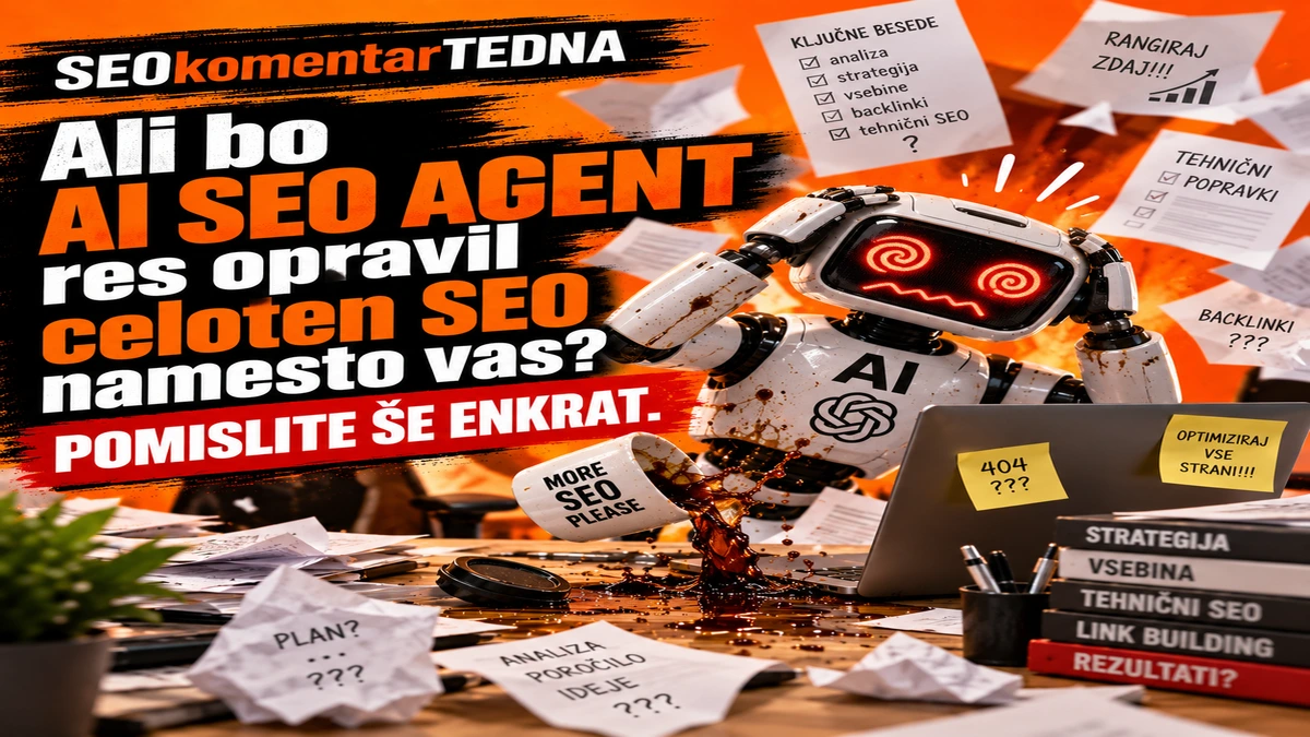 Ali bo AI SEO agent res opravil celoten SEO namesto vas? Pomislite.