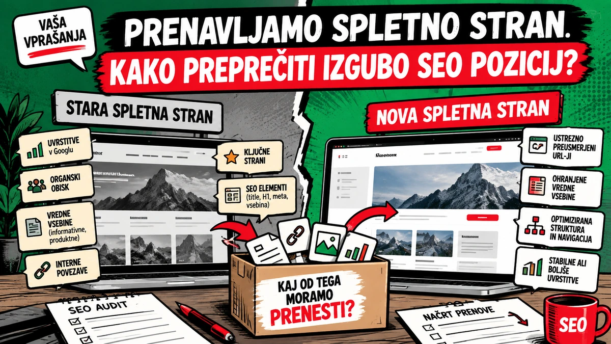 Prenavljamo spletno stran. Kako preprečiti izgubo SEO pozicij in organskega obiska?
